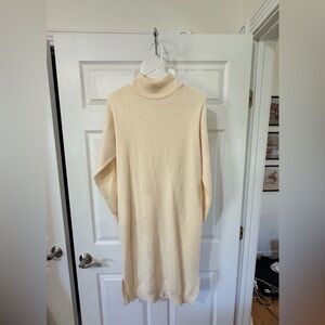 Cream Long Sleeve Sweater Dress